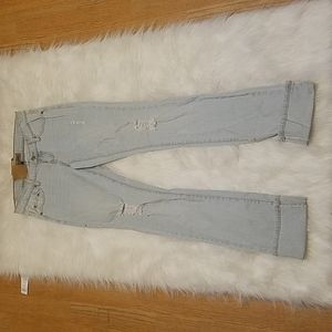 MY JEANS LIGHT BLUE DESTROYED CUFFED JEANS